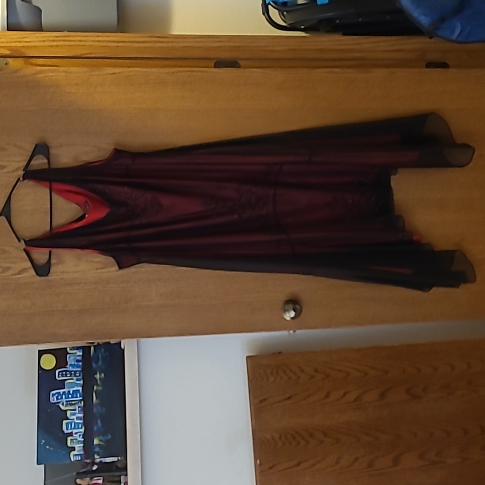 S.L. Fashions Beaded Asymmetrical Hem Dress